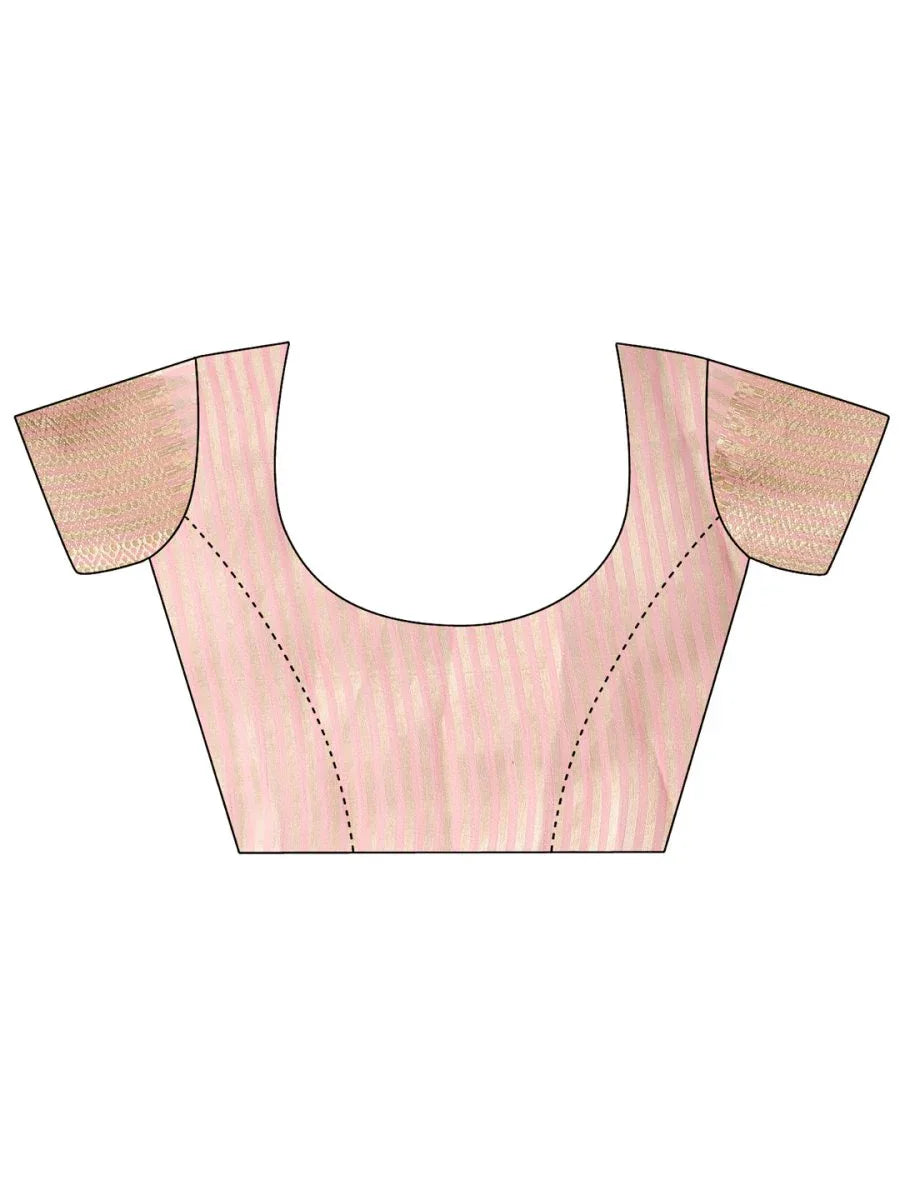 Pink Cotton Saree With Blouse Piece - EZBER