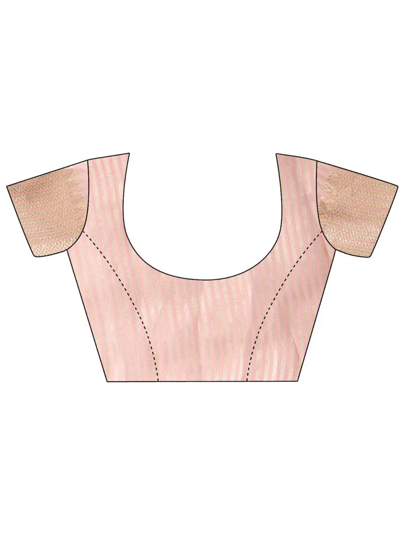 Pink Cotton Saree With Blouse Piece - EZBER