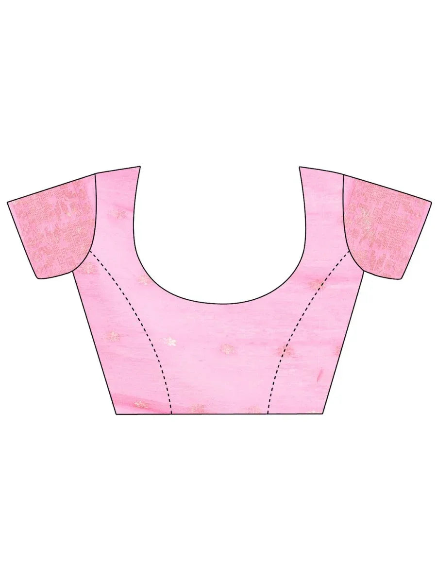 Pink Cotton Saree With Blouse Piece - EZBER