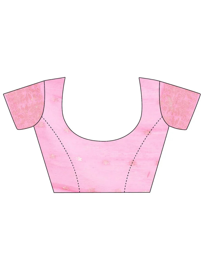 Pink Cotton Saree With Blouse Piece - EZBER