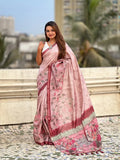 Pink Digital Printed Silk Saree With Blouse Piece - EZBER