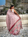 Pink Digital Printed Silk Saree With Blouse Piece - EZBER