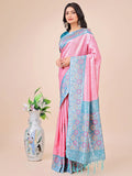 Pink Lichi Silk Saree With Blouse Piece - EZBER
