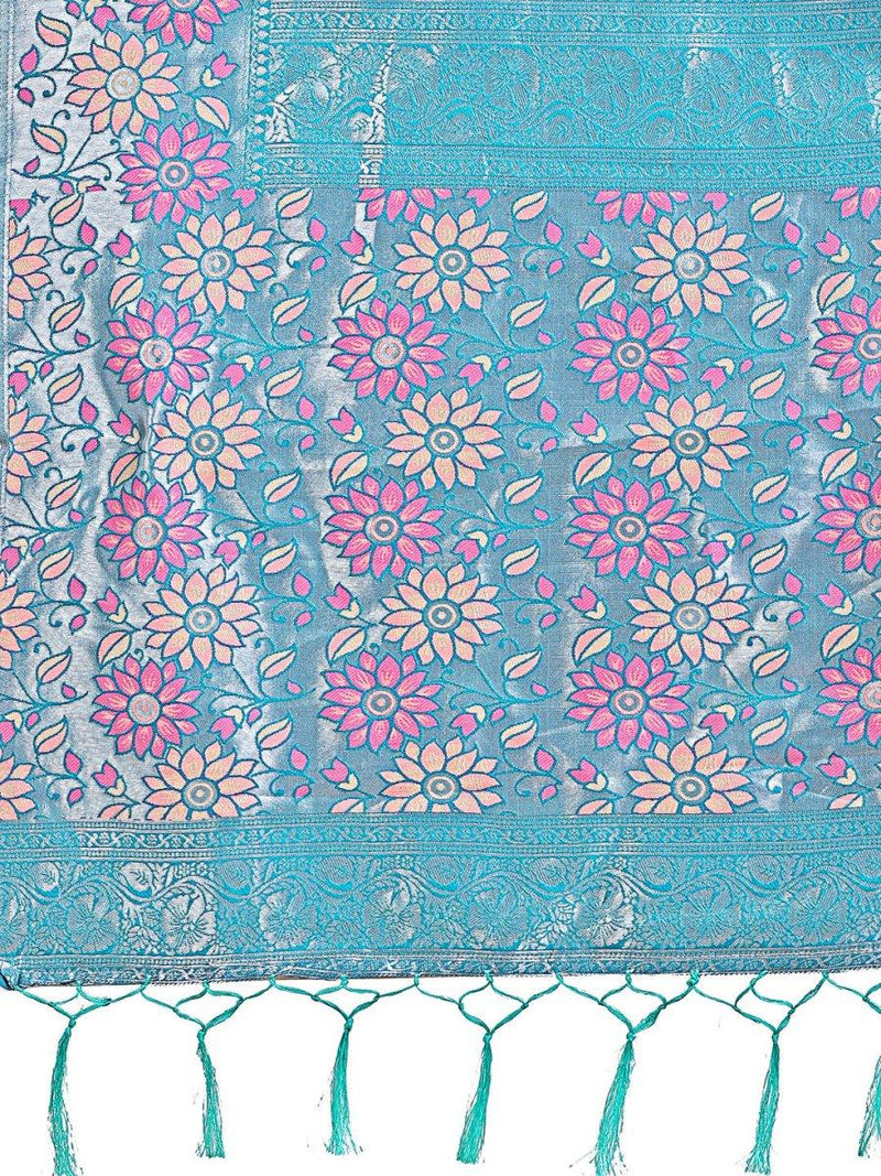 Pink Lichi Silk Saree With Blouse Piece - EZBER