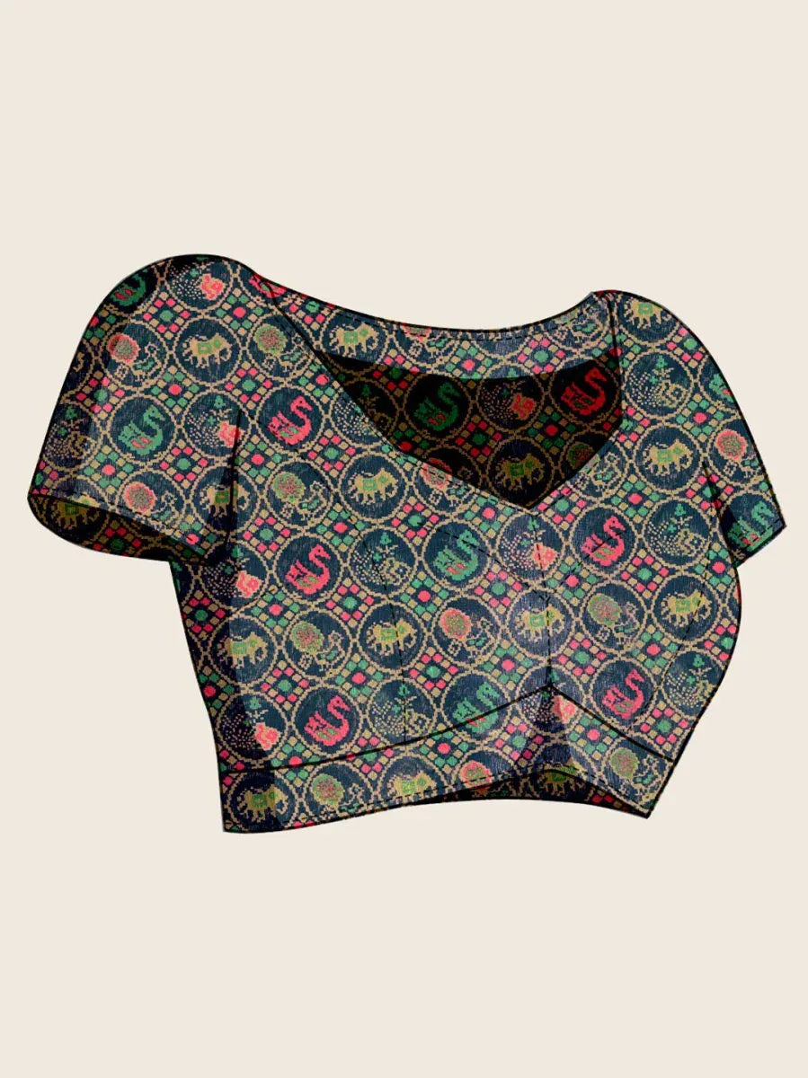 Pink Linen Blend Saree With Blouse Piece - EZBER