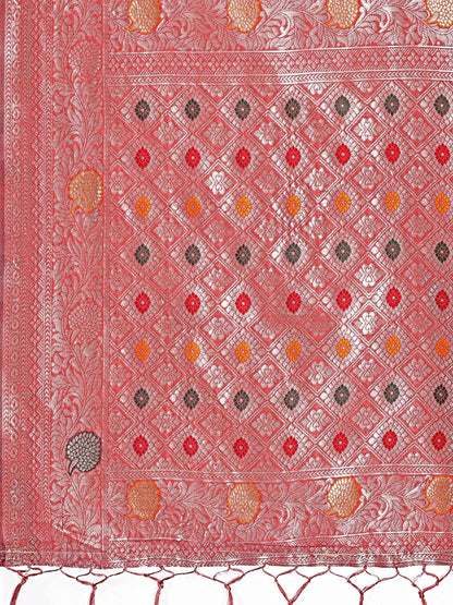 Pink Linen Cotton Brocade Saree | EZB SI04 ASBUL1005 - EZBER