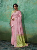 Pink Linen Cotton Contrast Pallu Saree | EZB SI04 SUBLO1002 - EZBER