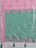 Pink Linen Cotton Contrast Pallu Saree | EZB SI04 SUBLO1005 - EZBER