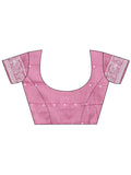 Pink Linen Cotton Saree With Blouse Piece - EZBER