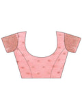 Pink Linen Cotton Saree With Blouse Piece - EZBER