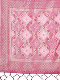 Pink Linen Cotton Saree With Blouse Piece - EZBER