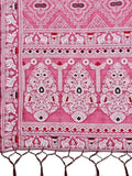 Pink Linen Cotton Saree With Blouse Piece - EZBER