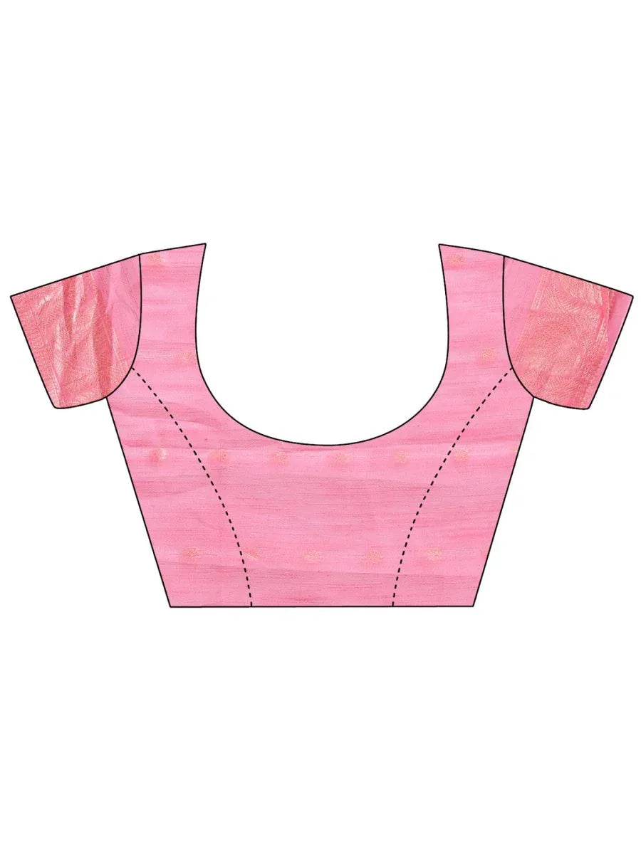 Pink Linen Cotton Saree With Blouse Piece - EZBER