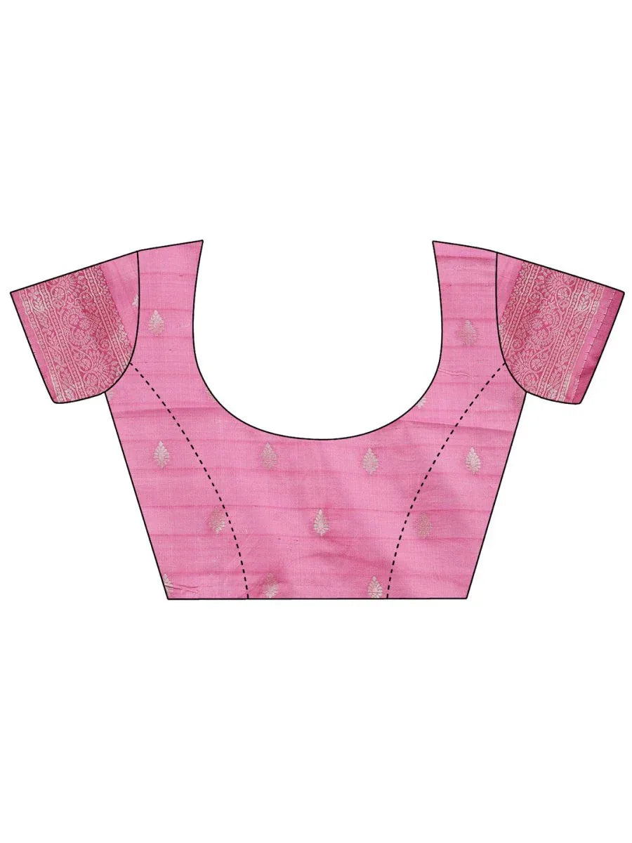 Pink Linen Cotton Saree With Blouse Piece - EZBER