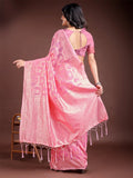 Pink Linen Cotton Saree With Blouse Piece - EZBER