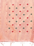 Pink Linen Cotton Saree With Blouse Piece - EZBER