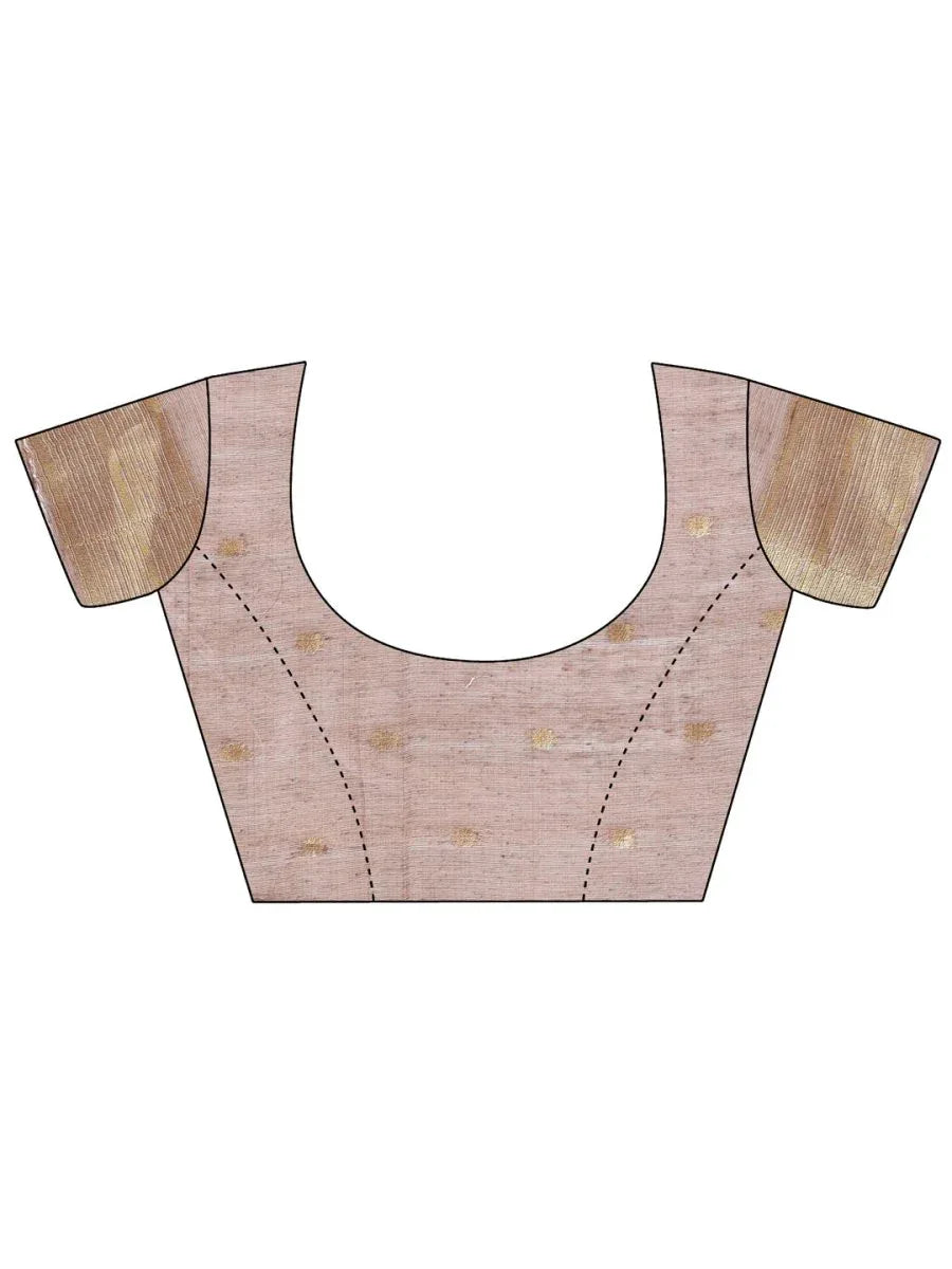 Pink Linen Cotton Saree With Blouse Piece - EZBER