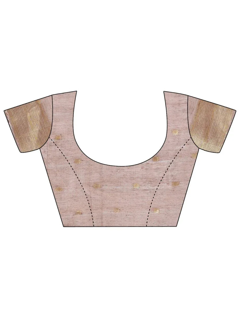 Pink Linen Cotton Saree With Blouse Piece - EZBER