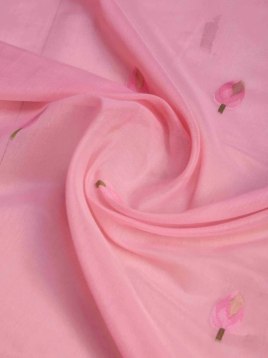 Pink Linen Festive Wear Saree With Blouse Piece - EZBER