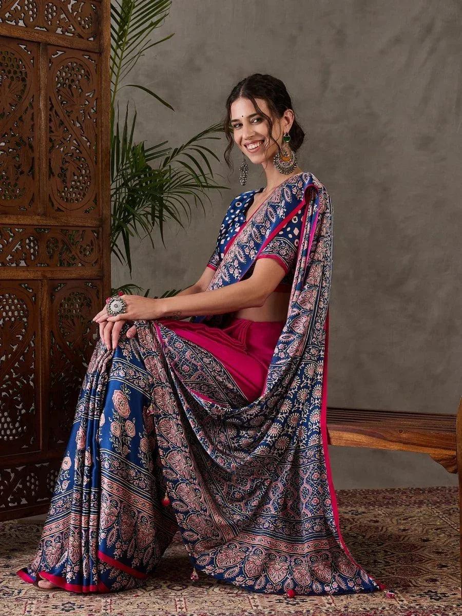 Pink Semi Modal Saree | EZB GF02 LUX 4004 - EZBER