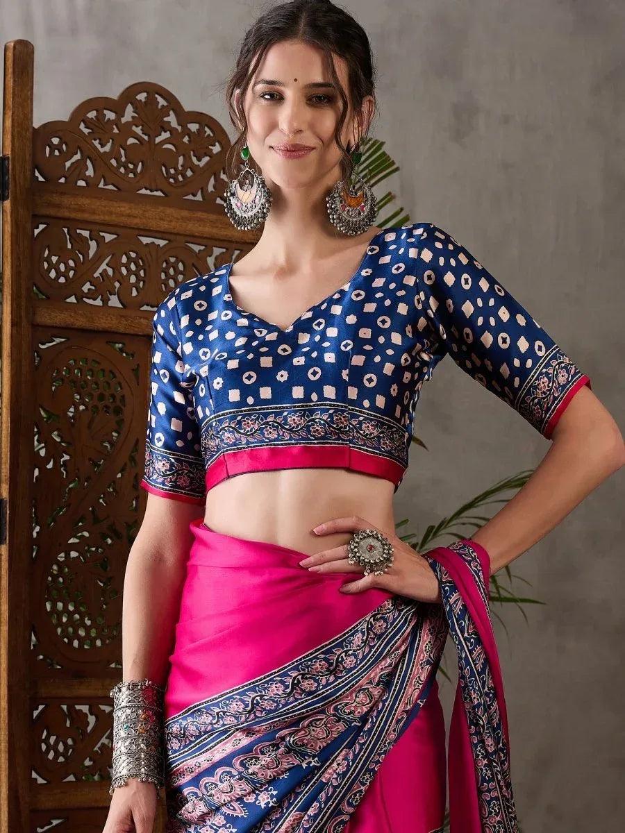 Pink Semi Modal Saree | EZB GF02 LUX 4004 - EZBER