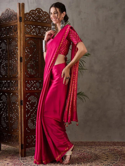 Pink Semi Modal Saree | EZB GF02 LUX 7004 - EZBER