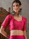 Pink Semi Modal Saree With Blouse Piece - EZBER