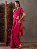 Pink Semi Modal Saree With Blouse Piece - EZBER