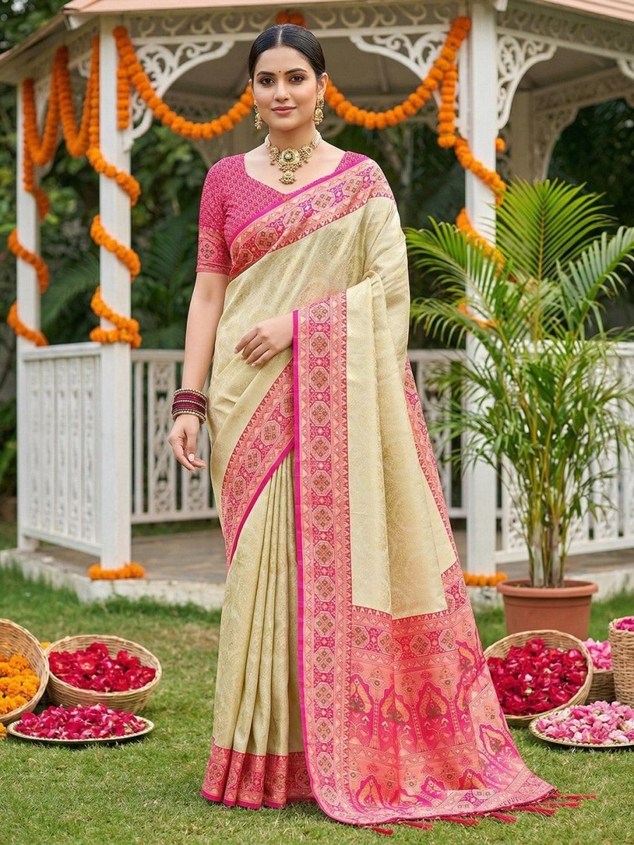Pink Silk Blend Handloom Saree | EZB SI04 SRKAN1001 - EZBER