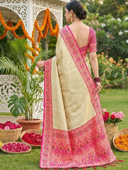 Pink Silk Blend Handloom Saree | EZB SI04 SRKAN1001 - EZBER
