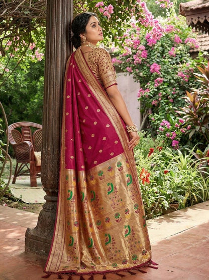 Pink Silk Blend Handloom Saree | EZB SI04 SUPAR1008 - EZBER