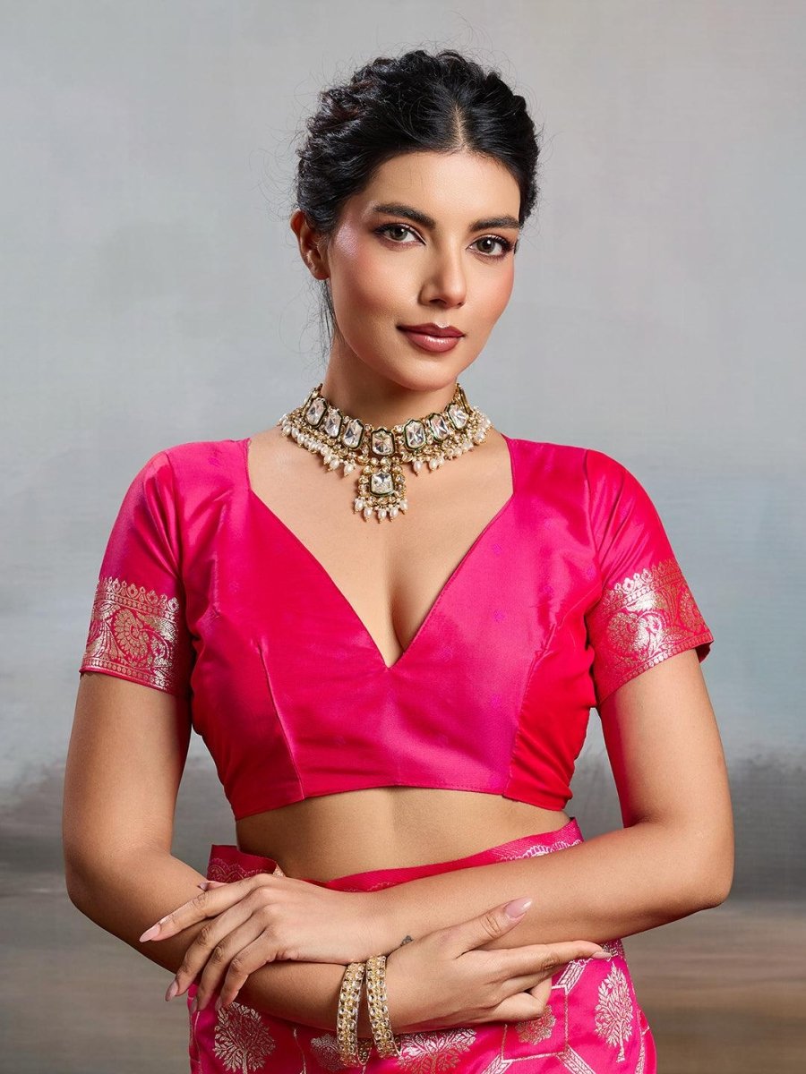 Pink Silk Blend Handloom Saree | EZB SI04 SURJW2006 - EZBER