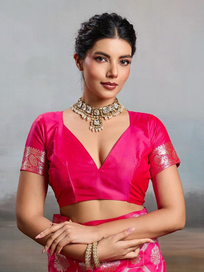 Pink Silk Blend Handloom Saree | EZB SI04 SURJW2006 - EZBER