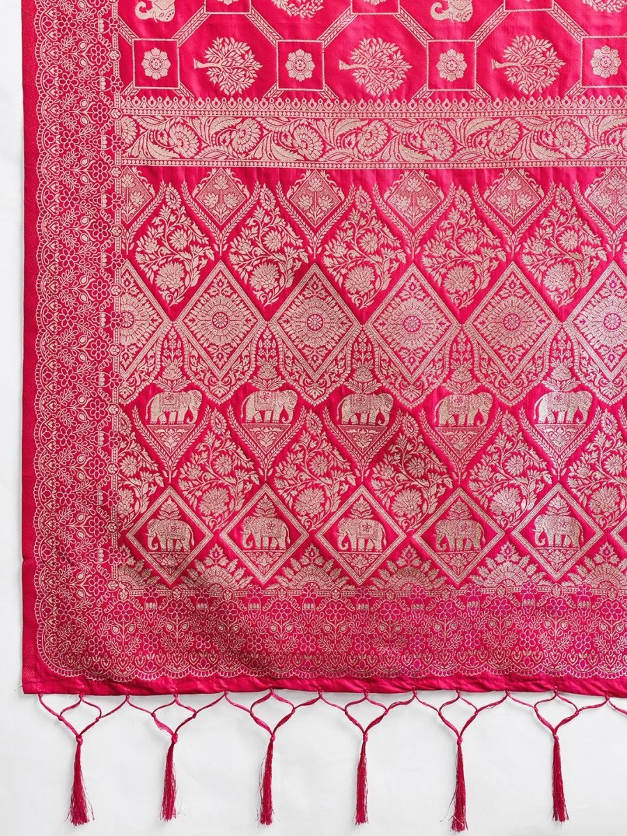 Pink Silk Blend Handloom Saree | EZB SI04 SURJW2006 - EZBER