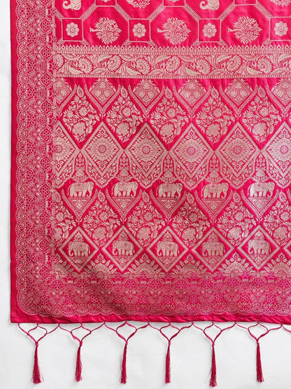 Pink Silk Blend Handloom Saree | EZB SI04 SURJW2006 - EZBER