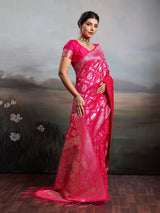 Pink Silk Blend Handloom Saree | EZB SI04 SURJW2006