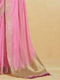 Pink Silk Festive Wear Saree With Blouse Piece - EZBER