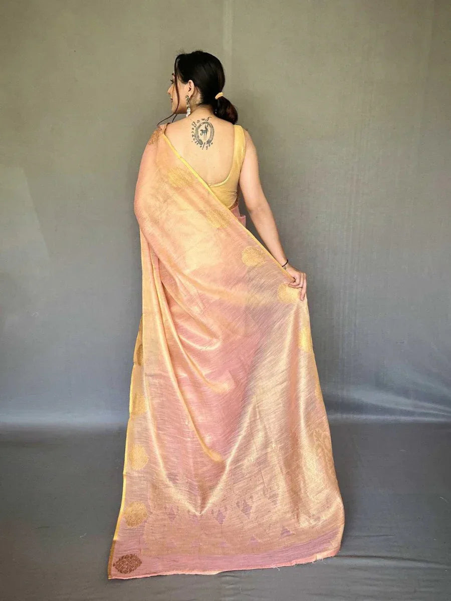 Pink Silk Festive Wear Saree With Blouse Piece - EZBER