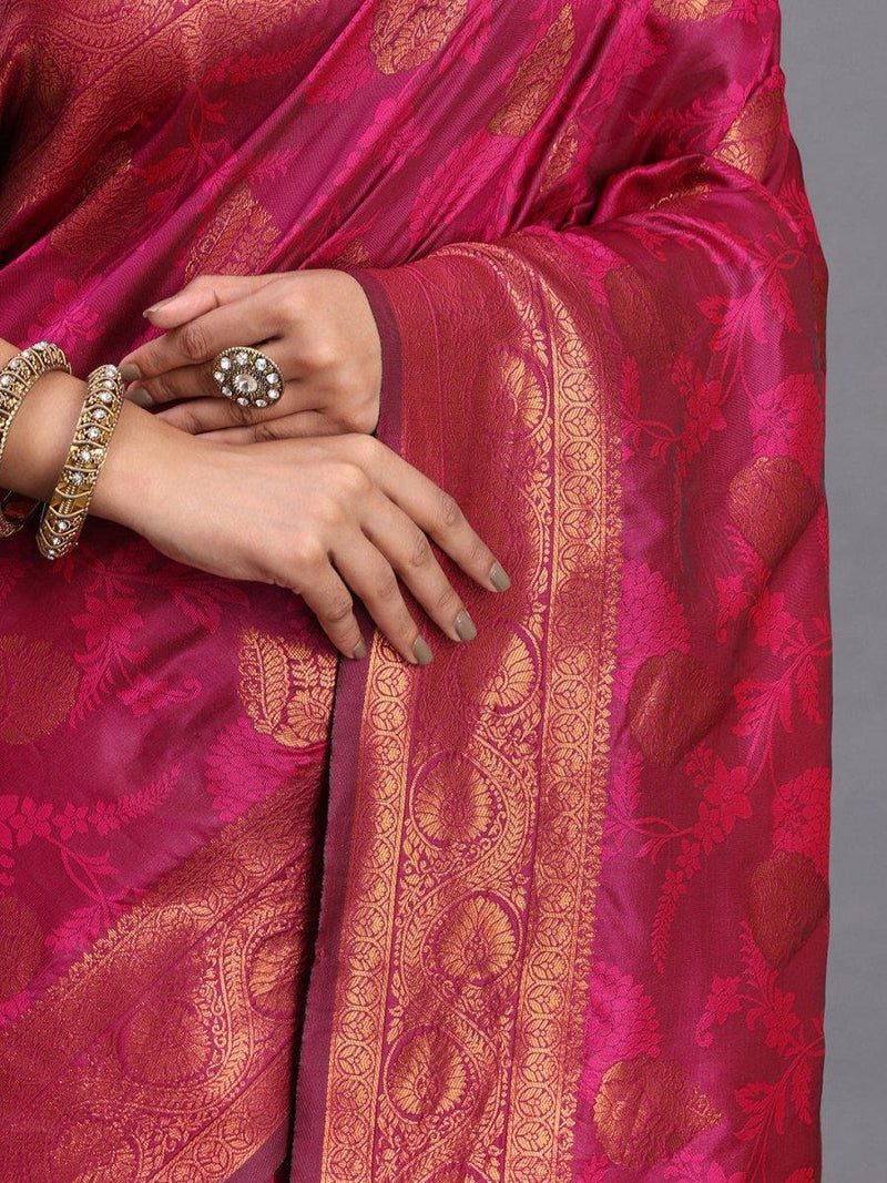 Pink Silk Saree With Blouse Piece - EZBER