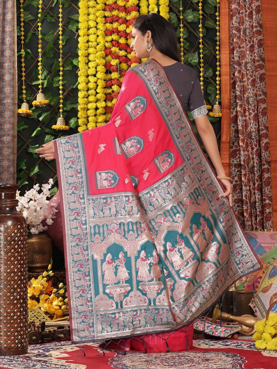 Pink Silk Saree With Blouse Piece - EZBER