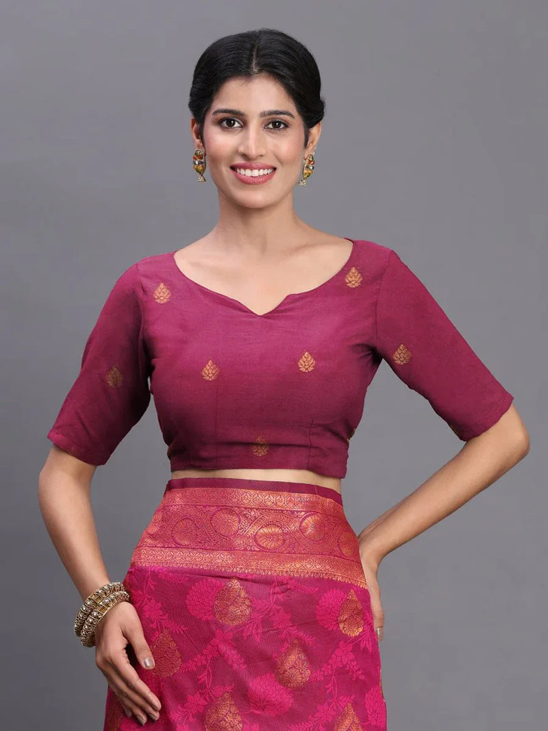 Pink Silk Saree With Blouse Piece - EZBER