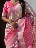 Pink Silk Saree With Blouse Piece - EZBER