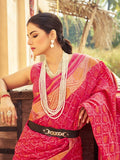 Pink Soft Silk Festive Wear Saree With Blouse Piece - EZBER