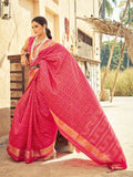 Pink Soft Silk Festive Wear Saree With Blouse Piece - EZBER