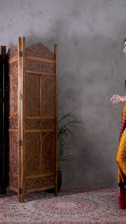 Yellow  Semi Modal Ajrakh Print Saree | EZB GF02 LUX 5001