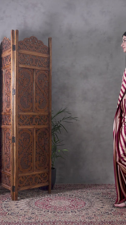Wine Semi Modal Ajrakh Print Saree | EZB GF02 LUX 12005