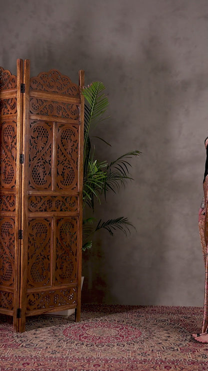 Brown Semi Modal Ajrakh Print Saree | EZB GF02 LUX 4002