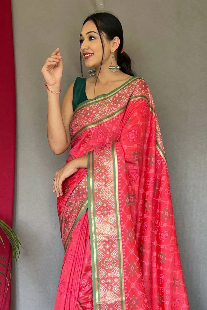 Punch Pink Patola Saree - EZBER