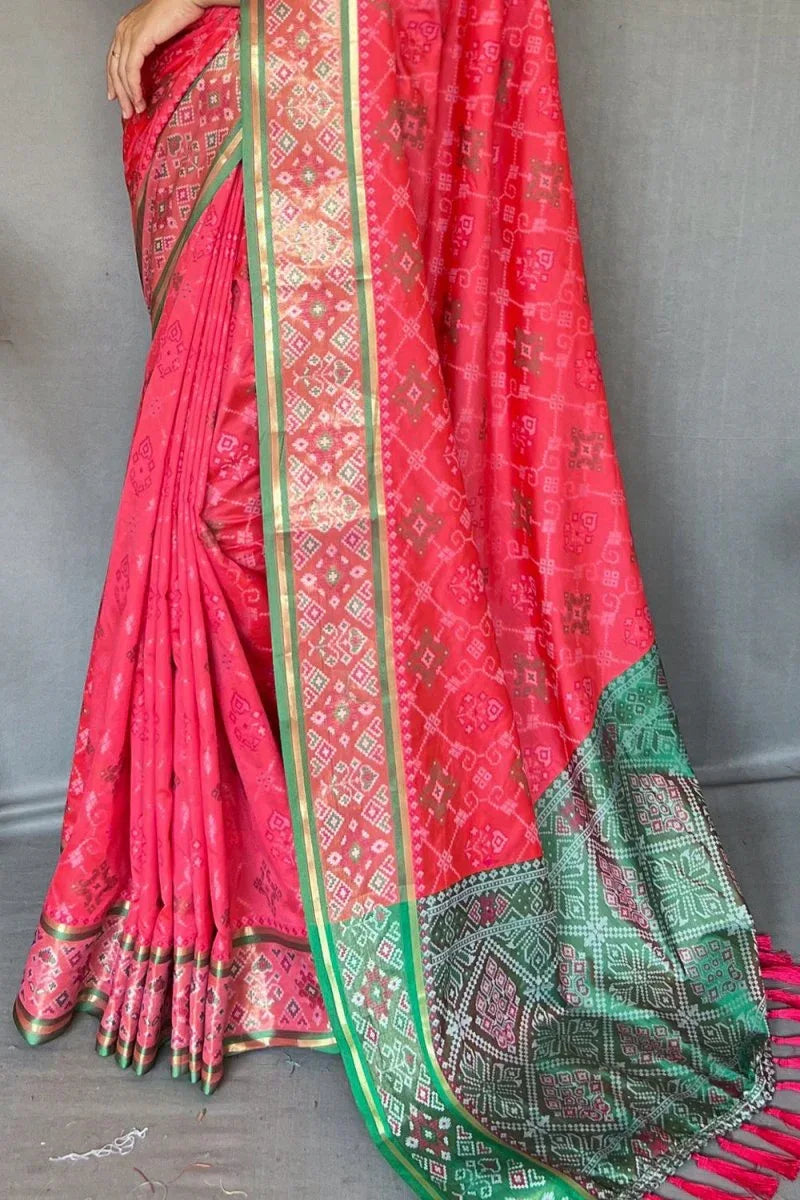 Punch Pink Patola Saree - EZBER