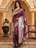 Purple Banarasi Silk Saree With Blouse Piece - EZBER